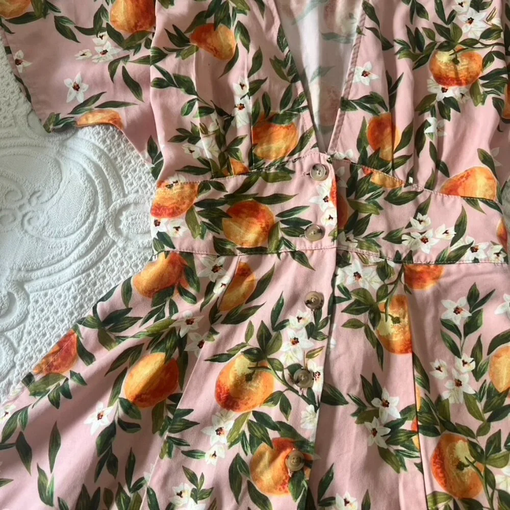 Marine Layer Women’s Camila Dress Oranges Print Size XS - Picture 7 of 9